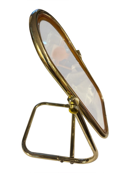 Rosalco Other - Brass Vanity Mirror Milo Baughman Style Vanity Top Decorative Brass Vintage EUC